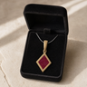 Modest Diamond Bronze Finish with Scarlet Pearl Opal Ash Resin Jewelry