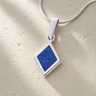 Modest Diamond Sterling Silver with Opal Blue Waters Ash Resin Jewelry