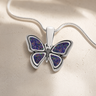 Lovable Butterfly Sterling Silver with Black Flame Opal Ash Resin Jewelry