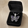 Lovable Butterfly Sterling Silver with Black Flame Opal Ash Resin Jewelry