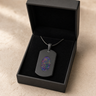 Honored Rectangle Black Finish with Black Flame Opal Ash Resin Jewelry