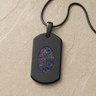 Honored Rectangle Black Finish with Black Flame Opal Ash Resin Jewelry