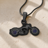 Riding Along Black Finish with Black Flame Opal Ash Resin Jewelry