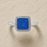 Women's Sterling Silver Granville Ash Ring with Opal Blue Waters