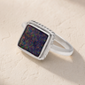 Women's Sterling Silver Granville Ash Ring with Black Flame Opal