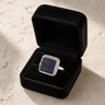 Women's Sterling Silver Granville Ash Ring with Black Flame Opal
