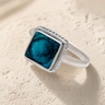 Women's Sterling Silver Granville Ash Ring with Aqua