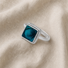 Women's Sterling Silver Granville Ash Ring with Aqua