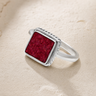 Women's Sterling Silver Granville Ash Ring with Scarlet Pearl Opal