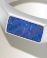 Men's Sterling Silver Desoto Ash Ring with Opal Blue Waters