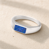 Men's Sterling Silver Desoto Ash Ring with Opal Blue Waters