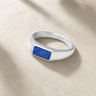 Men's Sterling Silver Desoto Ash Ring with Opal Blue Waters
