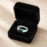 Men's Sterling Silver Desoto Ash Ring with Aqua