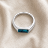 Men's Sterling Silver Desoto Ash Ring with Aqua
