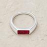 Men's Sterling Silver Desoto Ash Ring with Scarlet Pearl Opal