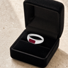 Men's Sterling Silver Desoto Ash Ring with Scarlet Pearl Opal