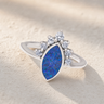 Women's Sterling Silver Lakeway Ash Ring with Opal Blue Waters