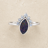 Women's Sterling Silver Lakeway Ash Ring with Black Flame Opal