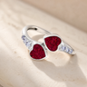 Women's Sterling Silver Rosalia Ash Ring with Scarlet Pearl Opal