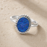 Women's Sterling Silver Bethany Ash Ring with Opal Blue Waters