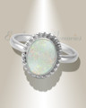 Women's Sterling Silver Bethany Ash Ring with Crushed Cream Opal