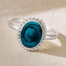 Women's Sterling Silver Bethany Ash Ring with Aqua