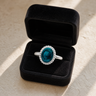 Women's Sterling Silver Bethany Ash Ring with Aqua