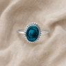 Women's Sterling Silver Bethany Ash Ring with Aqua