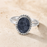 Women's Sterling Silver Bethany Ash Ring with Slate