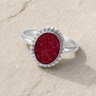 Women's Sterling Silver Bethany Ash Ring with Scarlet Pearl Opal