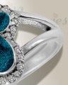 Women's Sterling Silver Paw Print Ash Ring with Aqua