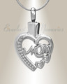 Stainless Steel My Mom Heart Necklace Urn