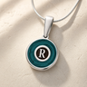Solid 14K White Gold Aqua Monogram Ash Resin Jewelry
