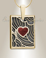 Solid 14K Gold Crimson Heart Rectangular Ash Resin Jewelry