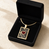 Solid 14K Gold Crimson Heart Rectangular Ash Resin Jewelry