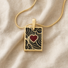 Solid 14K Gold Crimson Heart Rectangular Ash Resin Jewelry