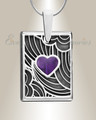 Solid 14K White Gold Mullberry Heart Rectangular Ash Resin Jewelry