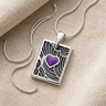 Solid 14K White Gold Mullberry Heart Rectangular Ash Resin Jewelry
