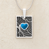 Solid 14K White Gold Aquamarine Heart Rectangular Ash Resin Jewelry