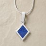 Solid 14K White Gold Modest Diamond  with Opal Blue Waters Ash Resin Jewelry