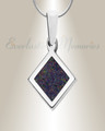 Solid 14K White Gold Modest Diamond with Black Flame Opal Ash Resin Jewelry