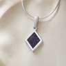 Solid 14K White Gold Modest Diamond with Black Flame Opal Ash Resin Jewelry