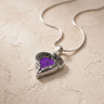 Solid 14K White Gold Paradise Heart with Lilac Pearl Opal Ash Resin Jewelry