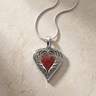 Solid 14K White Gold Paradise Heart with Crimson Ash Resin Jewelry