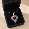 Solid 14K White Gold Paradise Heart with Scarlet Pearl Opal Ash Resin Jewelry