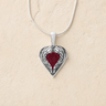 Solid 14K White Gold Paradise Heart with Scarlet Pearl Opal Ash Resin Jewelry