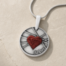 Solid 14K White Gold Enlightened Round with Crimson Ash Resin Jewelry