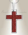 Solid 14K White Gold Cultured Cross with Crimson Ash Resin Jewelry