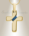 Solid 14K Gold Honoring Cross with Cobalt Ash Resin Jewelry