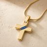 Solid 14K Gold Honoring Cross with Cobalt Ash Resin Jewelry